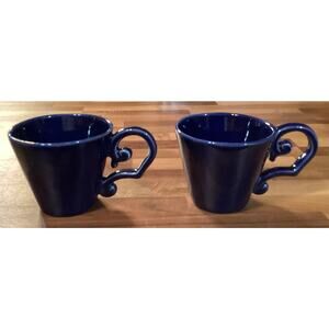 Style-Eyes By Baum Brothers Set of 2 Dark Blue Coffee Mugs Cups